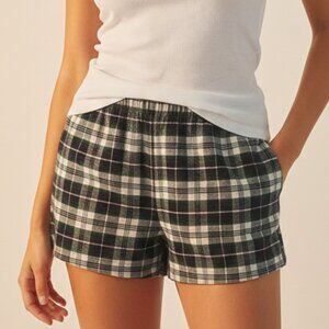 Colsie Blue Green Plaid Large Casual Pajama Shorts